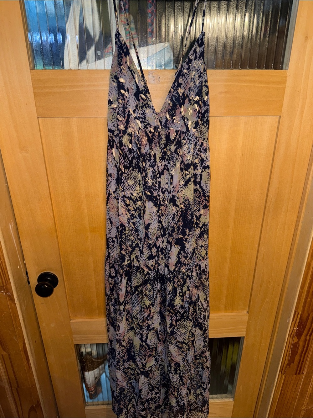 American And Beyond shimmering Blue, gold snakeskin maxi dress Large